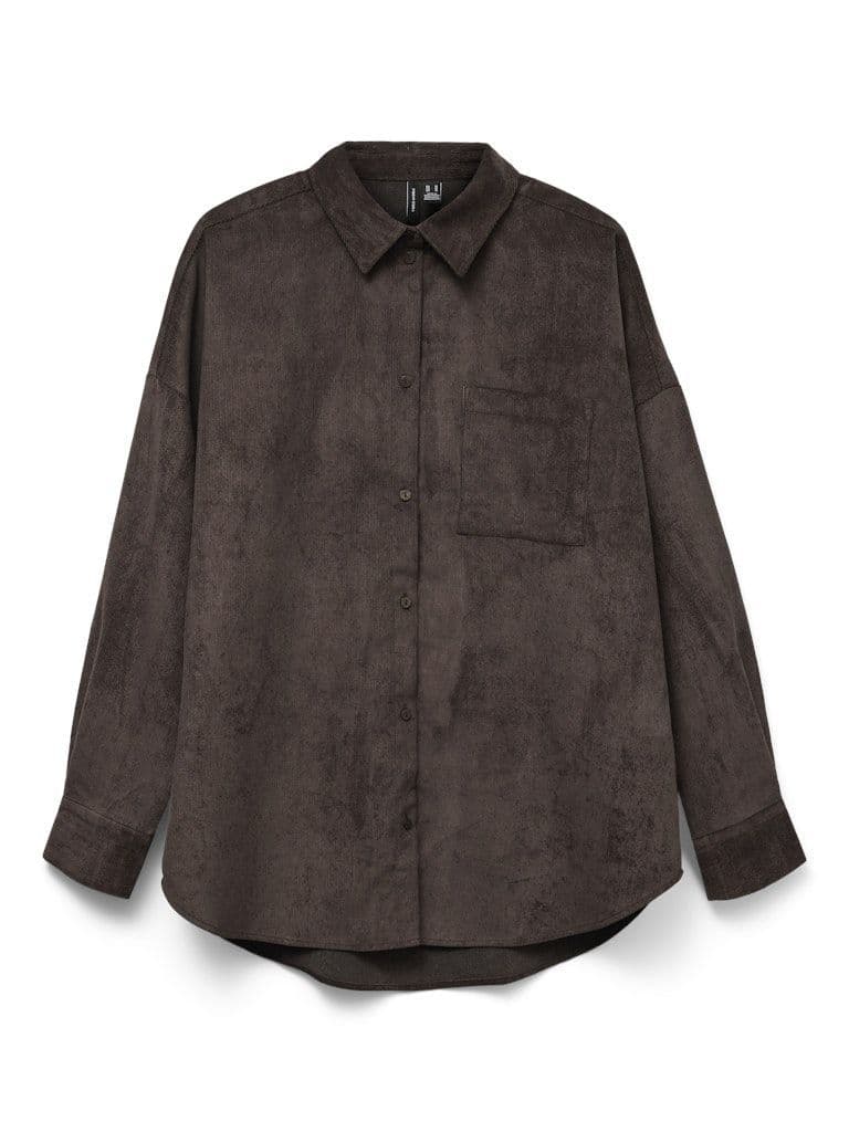 Vero Moda Sanne Courderoy LS Shirt | Chocolate