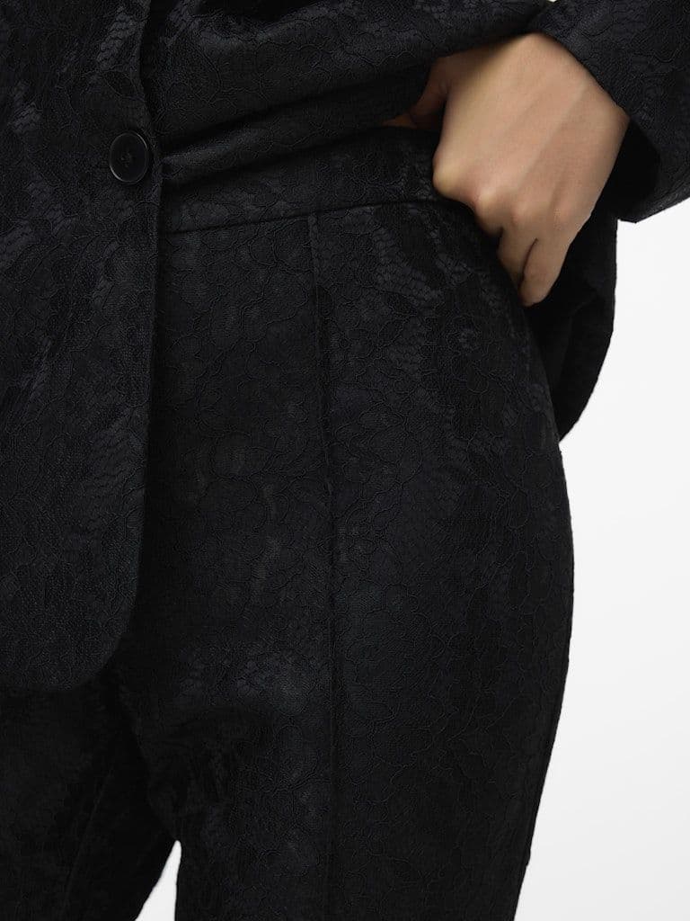 Vero Moda Scarly MW Flared Lace Pants | Black