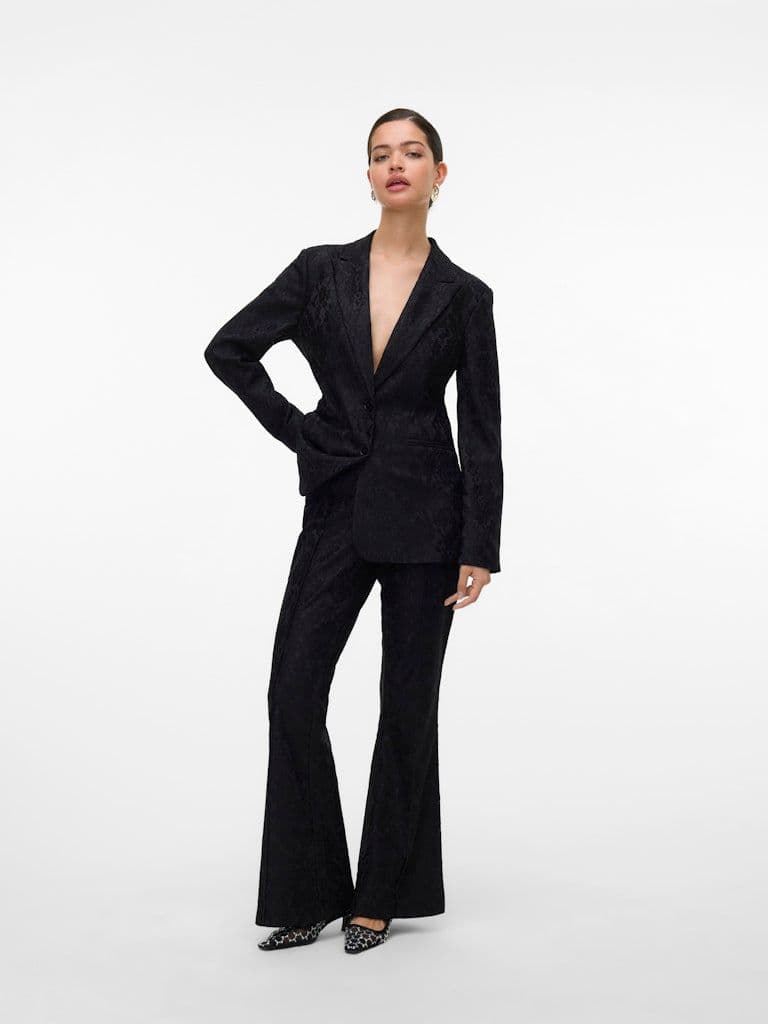 Vero Moda Scarly MW Flared Lace Pants | Black