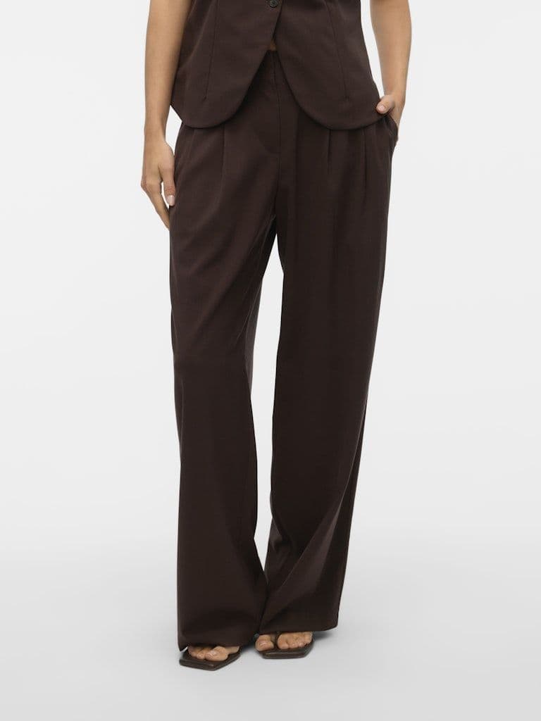 Vero Moda Sigga MW Wide Pants | Chocolate