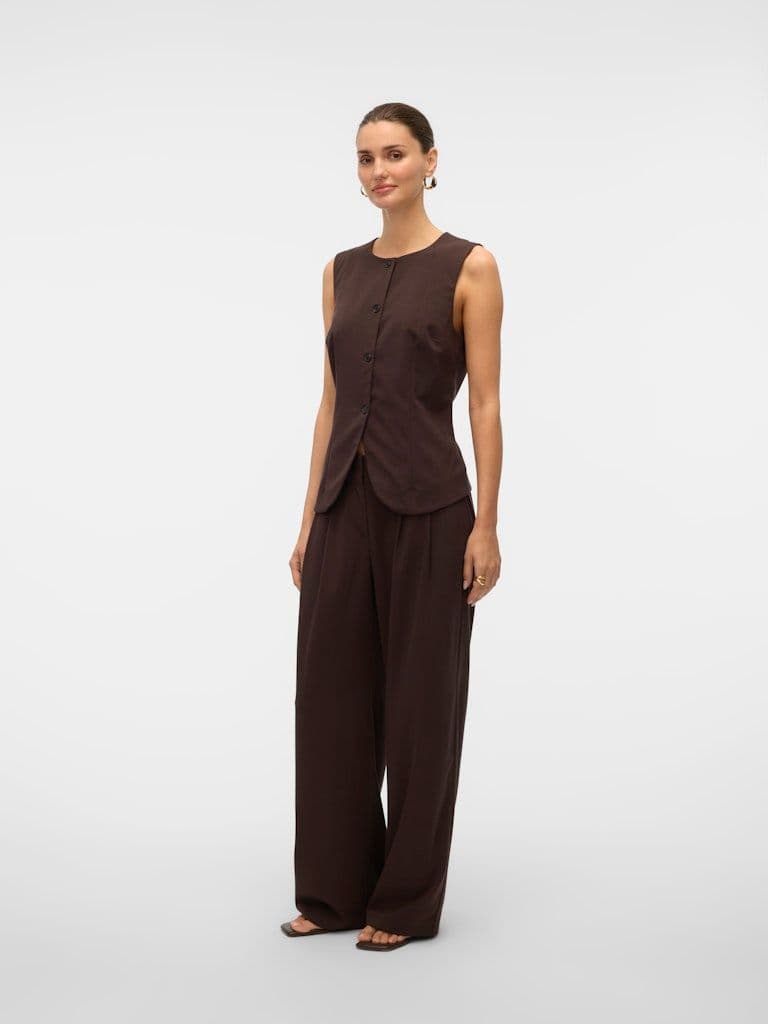 Vero Moda Sigga MW Wide Pants | Chocolate