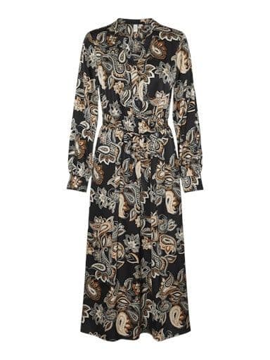 Vero Moda Thora L/S V-Neck 7/8 Dress| Black Print