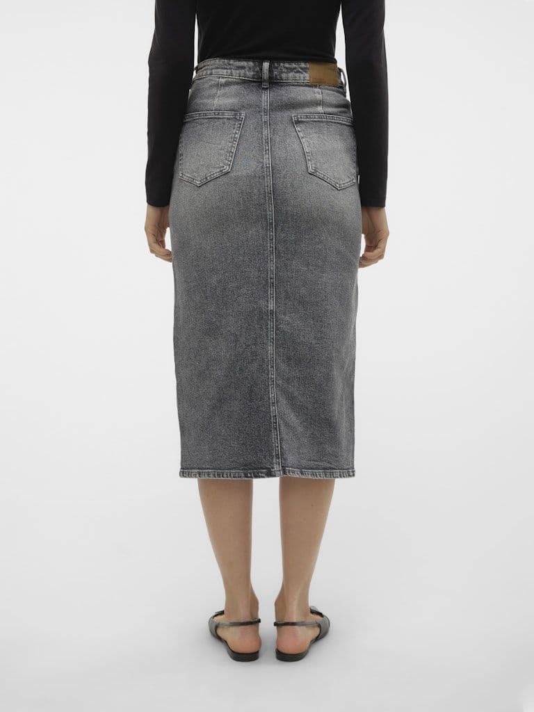 Vero Moda Veri HR Calf Denim Skirt | Grey
