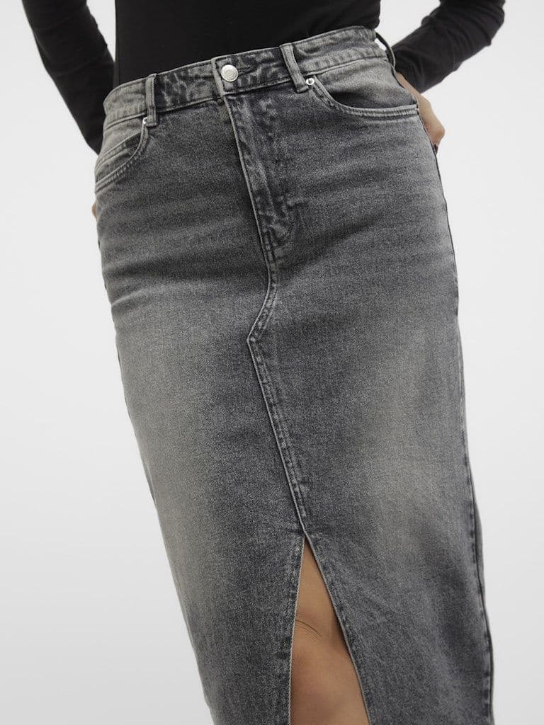 Vero Moda Veri HR Calf Denim Skirt | Grey