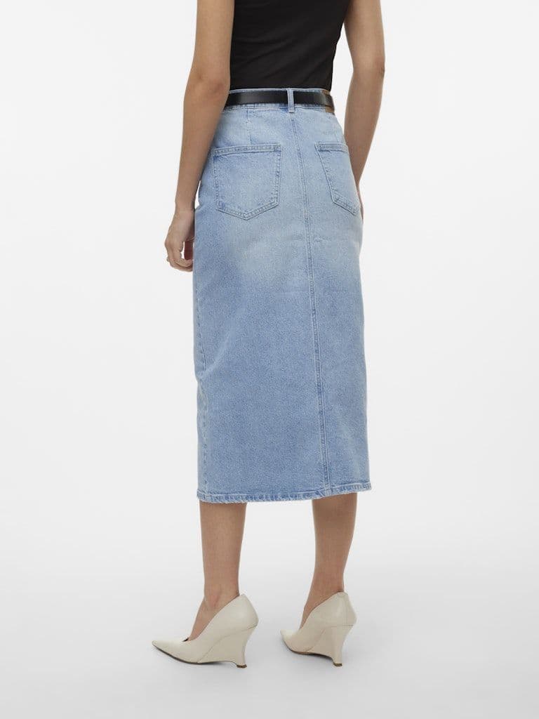 Vero Moda Veri HR Calf Denim Skirt | Med Blue