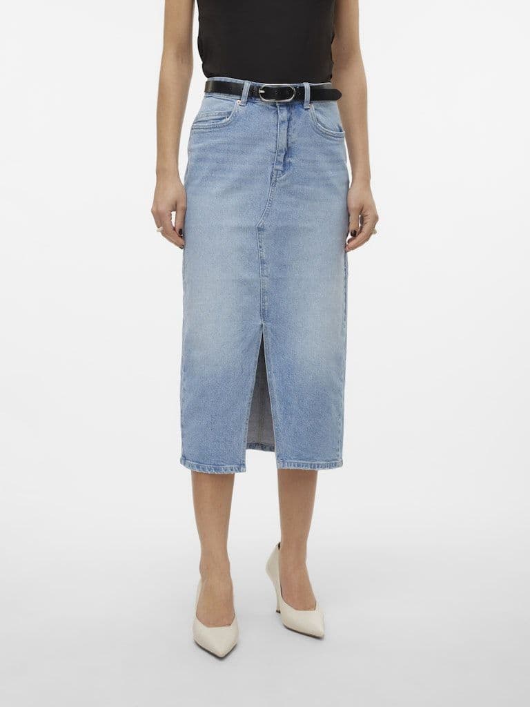 Vero Moda Veri HR Calf Denim Skirt | Med Blue