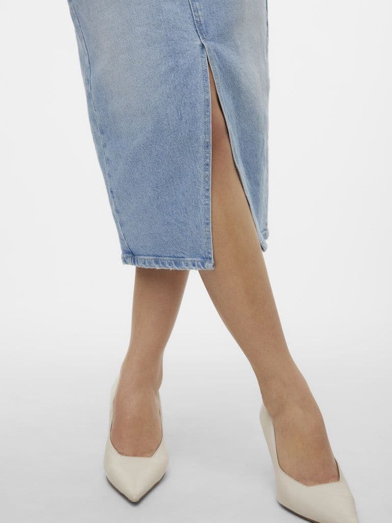 Vero Moda Veri HR Calf Denim Skirt | Med Blue