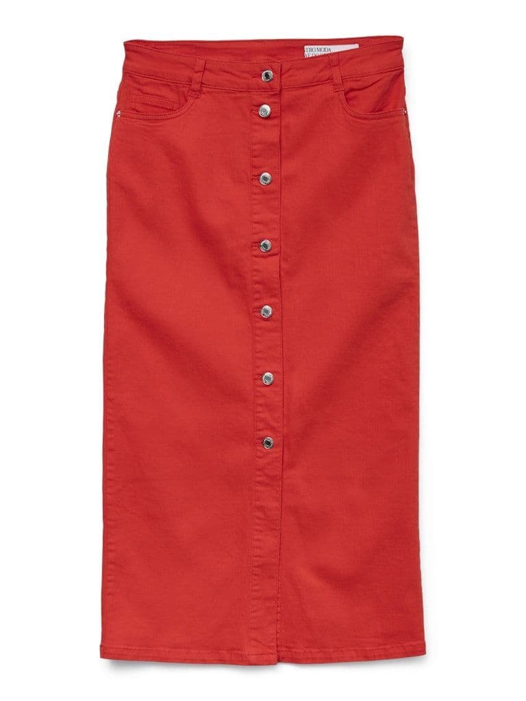 Vero Moda Wild Alvida Button HR 7/8 Skirt | Red