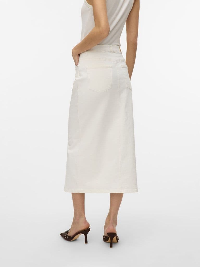 Vero Moda Wild Alvida Button HR 7/8 Skirt | Snow White