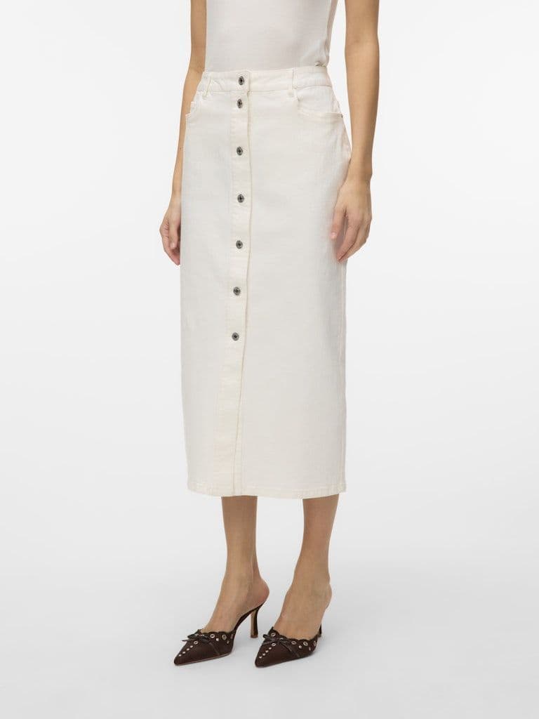 Vero Moda Wild Alvida Button HR 7/8 Skirt | Snow White