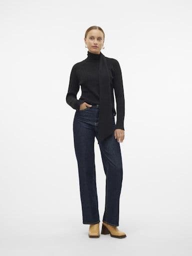 Vero Moda Zoey LS Wrap Neck Pullover| Black