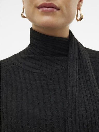 Vero Moda Zoey LS Wrap Neck Pullover| Black