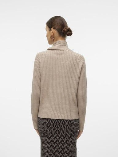Vero Moda Zoey LS Wrap Neck Pullover| Silver Mink