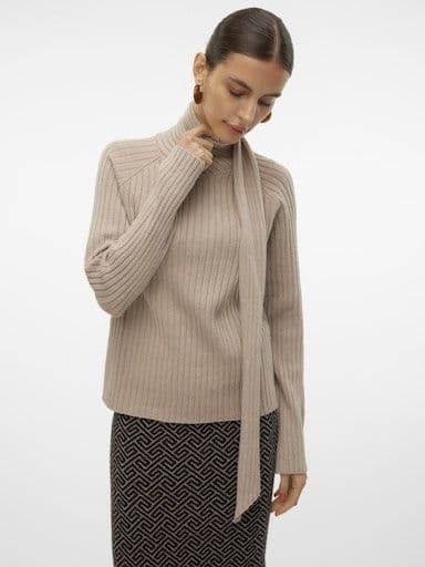 Vero Moda Zoey LS Wrap Neck Pullover| Silver Mink