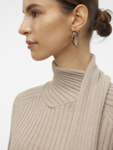 Vero Moda Zoey LS Wrap Neck Pullover| Silver Mink