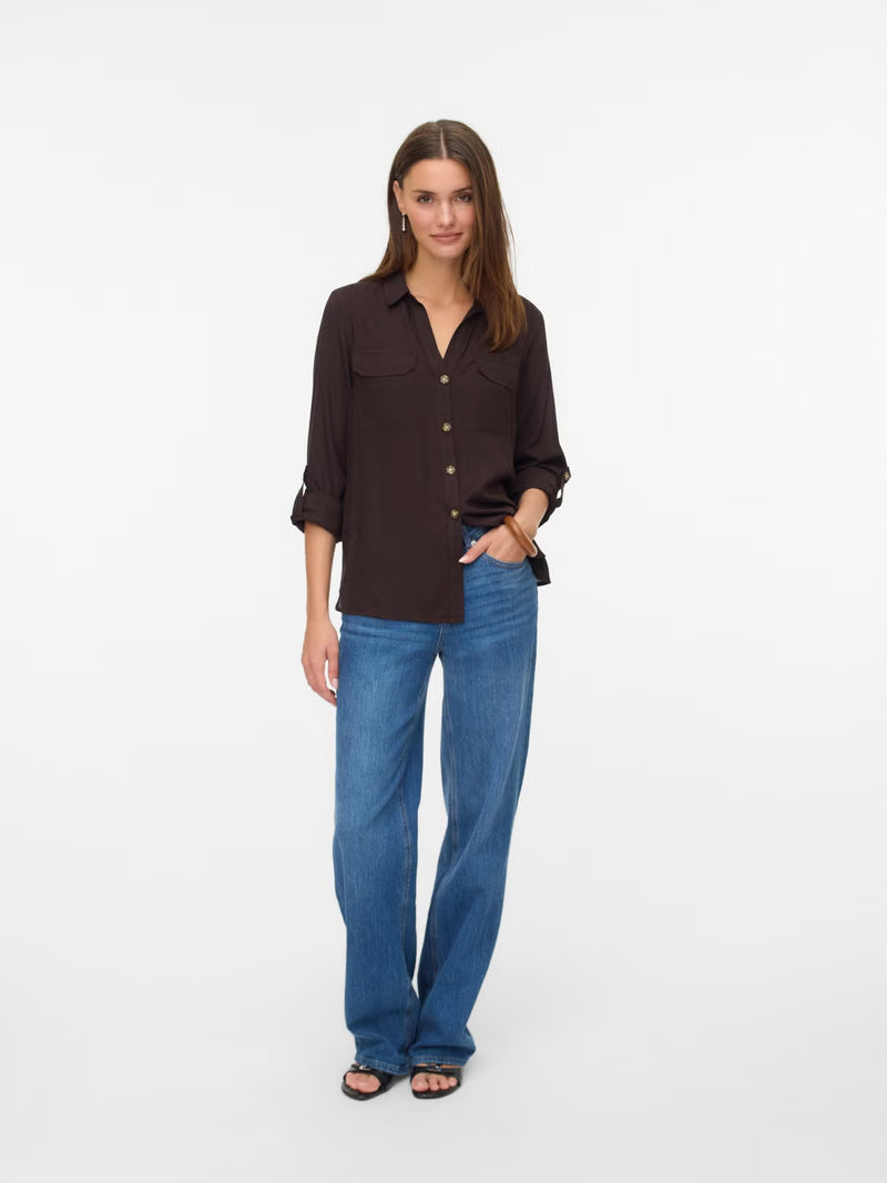 Vero Moda Bumpy L/S Shirt | Chocolate
