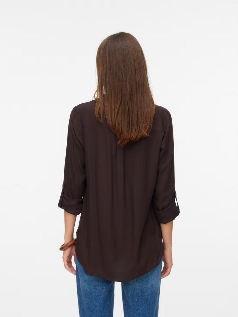 Vero Moda Bumpy L/S Shirt | Chocolate