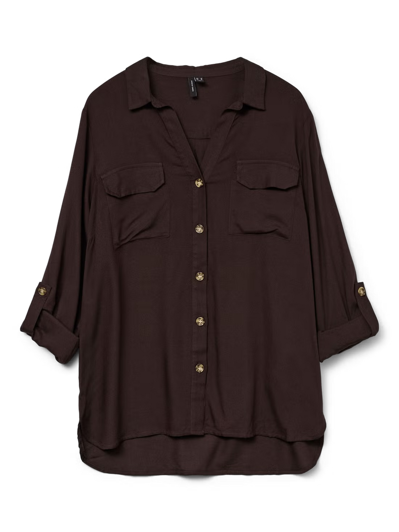 Vero Moda Bumpy L/S Shirt | Chocolate