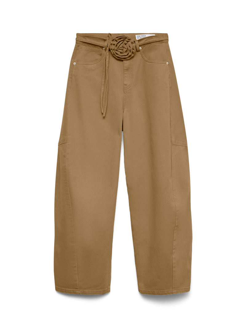 Vero Moda Kaitlin HR Wide Coloured Barrel Jeans| Kelp