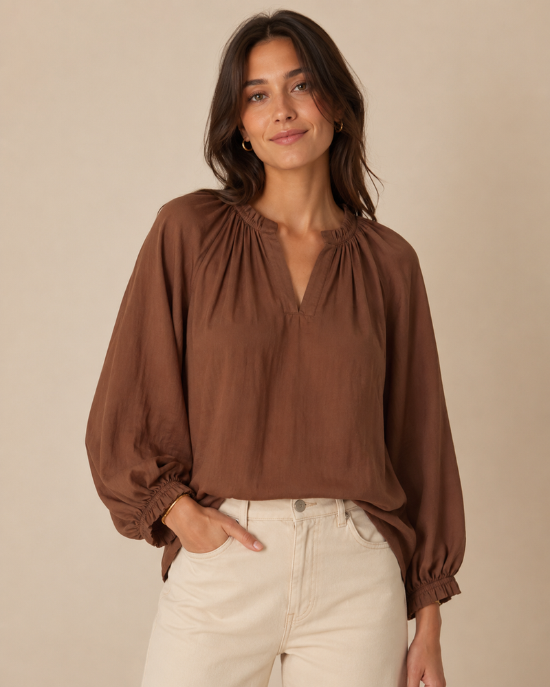 Vero Moda Leslie 3/4 Sleeve Blouse | Cocoa