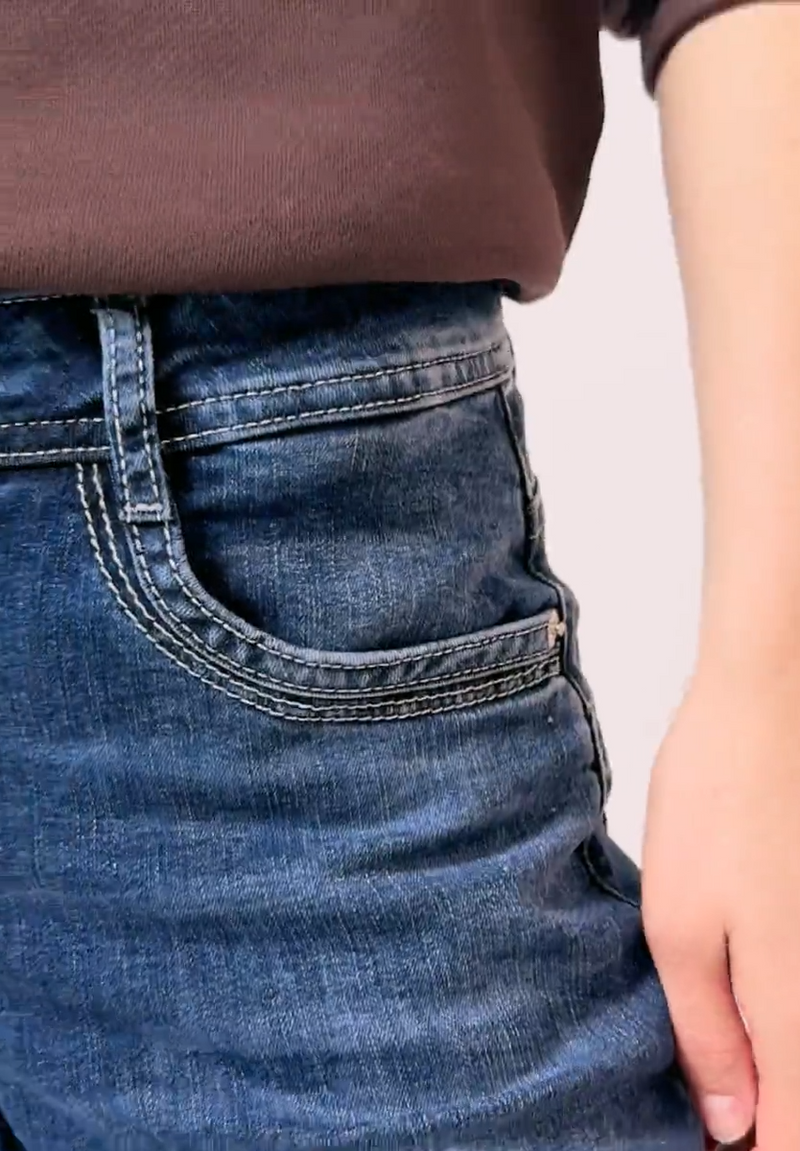 CECIL Wide Turn Up Jeans | Med Blue 380794