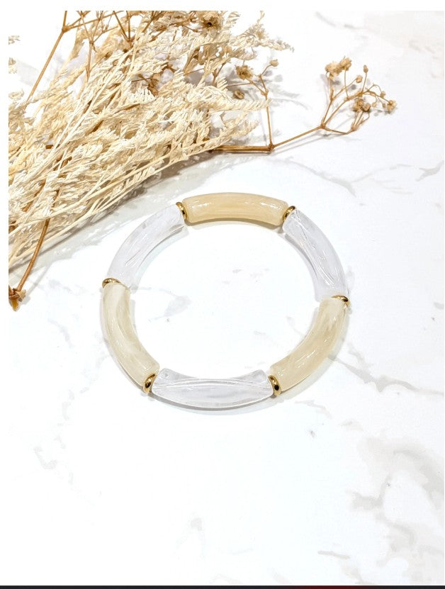 LOLO & YAYA Slim Elastic Bracelet | White 45034BR
