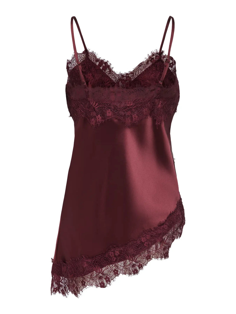ONLY Indona Strap Satin Lace Top | Plum Red