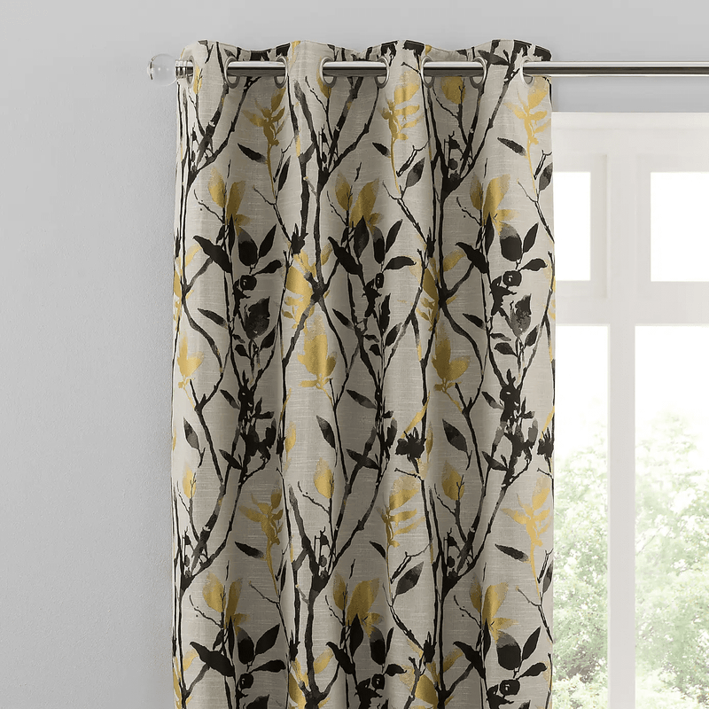 Zen Jacquard Eyelet Curtains Gold