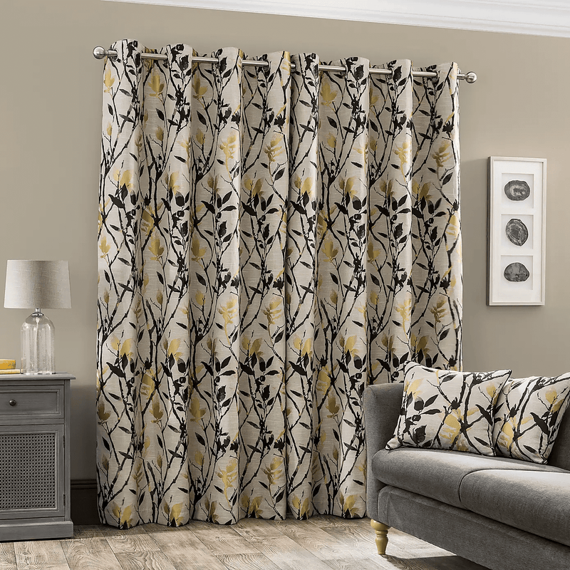Zen Jacquard Eyelet Curtains Gold